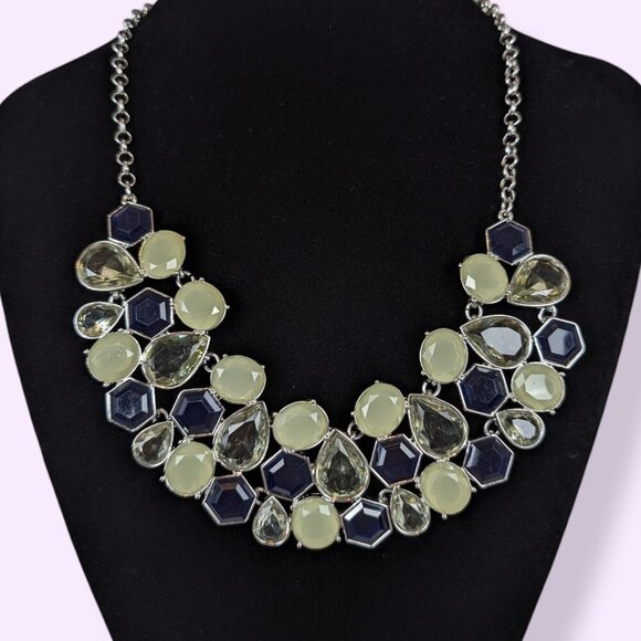 Talbots Blue & Yellow Stone Statement Necklace - Picture 2 of 7